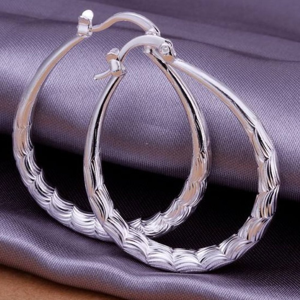 Sterling Silver Oval Hoop Earrings